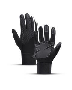 HR Insulated Anti-Slip Sport Gloves M - плетени зимни ръкавици за тъч екрани (черен)