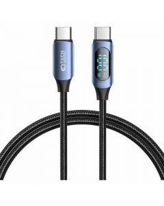 Tech-Protect UltraBoost USB-A to USB-C Cable with LED Display 100W - здрав кабел с въжена оплетка с бързо зареждане за устройства с USB-C порт (100 см) (син)