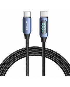 Tech-Protect UltraBoost USB-A to USB-C Cable with LED Display 100W - здрав кабел с въжена оплетка с бързо зареждане за устройства с USB-C порт (200 см) (син)