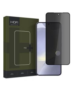 Hofi Anti-Spy Pro Plus Full Screen Tempered Glass - калено стъклено защитно покритие с определен ъгъл на виждане за дисплея на Samsung Galaxy S24 Plus (черен-прозрачен)