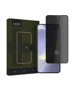 Hofi Anti-Spy Pro Plus Full Screen Tempered Glass - калено стъклено защитно покритие с определен ъгъл на виждане за дисплея на Samsung Galaxy S24 (черен-прозрачен)