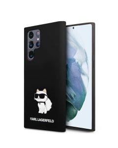 Karl Lagerfeld Liquid Silicone Choupette NFT Case - дизайнерски силиконов кейс за Samsung Galaxy S24 Ultra (черен)