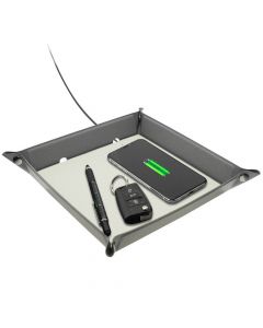 4smarts Pocket Tray Organizer, 15W - настолен органайзер с поставка (пад) за безжично зареждане за Qi съвместими устройства (сив)