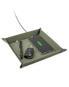 4smarts Pocket Tray Organizer, 15W - настолен органайзер с поставка (пад) за безжично зареждане за Qi съвместими устройства (зелен)