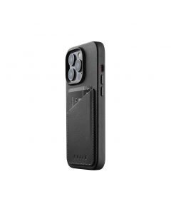 Mujjo Full Leather MagSafe Wallet Case - премиум кожен (естествена кожа) кейс с MagSafe за iPhone 14 Pro (черен)