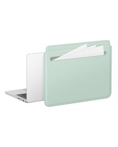 AmazingThing Matte Pro Mag Laptop Sleeve with Pocket 14 - кожен калъф за MacBook Air 13, MacBook Pro 13, MacBook Pro 14 и лаптопи до 14 инча (зелен)