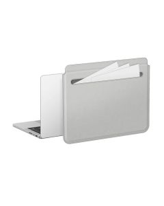 AmazingThing Matte Pro Mag Laptop Sleeve with Pocket 14 - кожен калъф за MacBook Air 13, MacBook Pro 13, MacBook Pro 14 и лаптопи до 14 инча (сив)