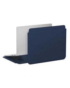 AmazingThing Matte Pro Mag Laptop Sleeve with Stand 14 - кожен калъф с поставка за MacBook Air 13, MacBook Pro 13, MacBook Pro 14 и лаптопи до 14 инча (тъмносин)