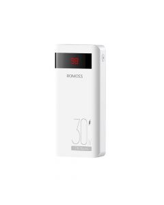 Romoss Sense6PS Pro Power Bank 30W 20000 mAh - външна батерия с два USB-A и един USB-C изходи и технология за бързо зареждане (бял)