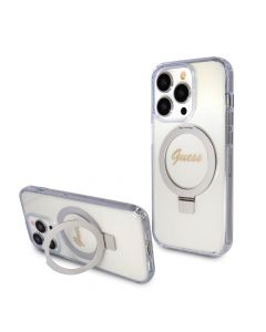 Guess IML Ringstand Glitter MagSafe Case - хибриден удароустойчив кейс с MagSafe за iPhone 15 Pro (прозрачен)