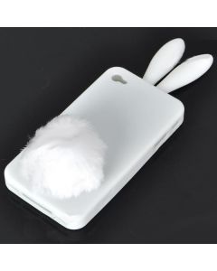 Rubber Rabbit Case - силиконов кейс и поставка за iPhone 4S, iPhone 4 (бял)