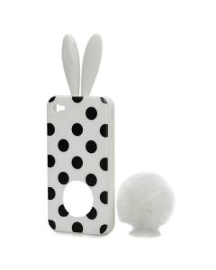 Rubber Rabbit Case - силиконов кейс и поставка за iPhone 4S, iPhone 4 (бял-черен)