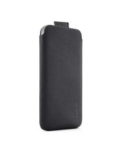 Belkin Pocket - кожен калъф с лента за издърпване за iPhone 5, iPhone 5S, iPhone SE (черен)