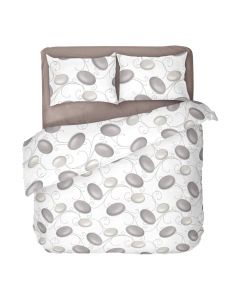 Dilios Двоен спален комплект в бял цвят на сиви камъни - ДЗЕН 2, С един спален плик, Семпъл и красив десен
