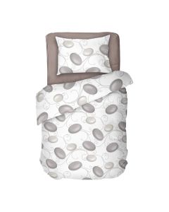 Dilios Единичен спален комплект в бял цвят на сиви камъни - ДЗЕН 2, Семпъл и красив десен, Висококачествена материя