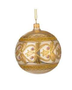 Стъклена златна топка с декорация - голяма RM01700L