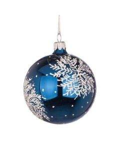 Стъклена синя топка със снежинка RM04103S