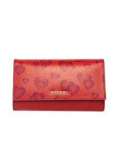 Дамско портмоне цвят Червено със сърца - ROSSI RSC0321