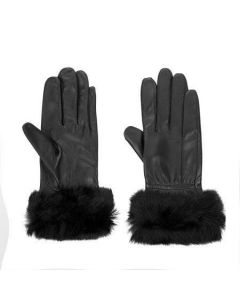 Дамски елегантни ръкавици с пухче ROSSI RSG02BL1