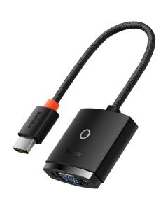 Преходник Baseus Lite, HDMI към VGA, Аудио жак, Черен - 40389