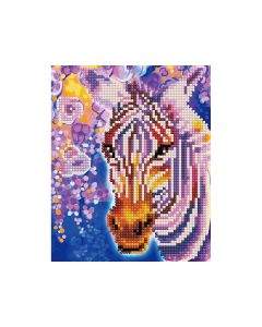 Collection DArt Диамантен гоблен - картина 17 х 21см. с частична диамантена мозайка – обли кристали - Цветна зебра EX015