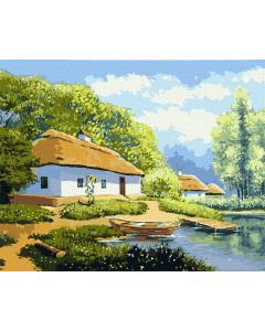 Ideyka Рисуване по номера с акрилни бои върху платно на подрамка - 40 х 50 - Селска къща KHO6303