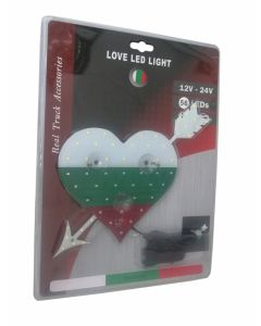 Сетодиодно светещo сърце в бяло-зелено-червено BG Bulgaria БГ флаг знаме България 12V - 24V 56 LED ЛЕД  HAL479