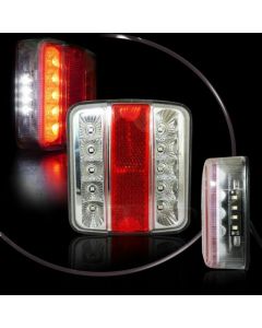 Един брой универсален LED ЛЕД Диоден стоп задна светлина с 4 функции за ремарке камион караванa платформа и др.12V с крушки 106 x 197 мм. Е-Мark Е4  ST0030