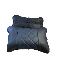 Комплект от 2 броя универсални възглавници авто възглавничка за врат за по-добър комфорт при дълъг път с автомобил черно със син шев  POD032
