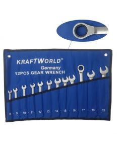 Професионален комплект звездогаечни тресчотни ключове 8 - 22 мм KraftWorld  IN0264