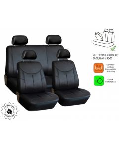 Универсални калъфи за предни и задни седалки на автомобил кола такси taxi тапицерия пълен компкект от еко кожа с делима задна седалка с цип ч