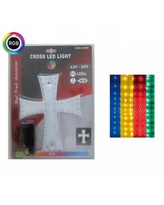 Сетодиоден светещ кръст многоцветн RGB 84 LED ЛЕД 12V -24V 245 x 200 mm  HAL476