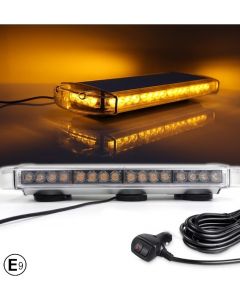 55 см 40 LED ЛЕД мощна аварийна диодна сигнална лампа блиц с магнити 12-24V 10 режима на работа жълта оранжева светлина E-Mark Е9 за пътна помощ платф  M