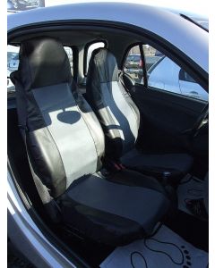 1+1 Калъфи за предни седалки, тапицерия за автомобил Smart Fortwo Смарт Форту, еко кожа сиво-черно  TAP159