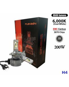 Комплект от 2 броя LED ЛЕД диодни крушки H4 Х4 12V 200W 17000lm за фарове Canbus без грешки 6000К къси/дълги  KRU169