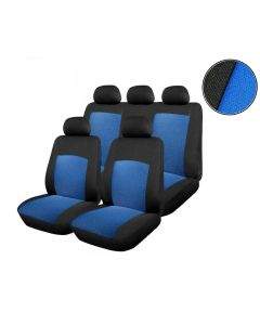 Универсална Авто тапицерия ,калъфи за седалки, пълен комплект ,9 части черна със синьо  TAP208