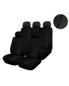 Универсална Авто тапицерия ,калъфи за седалки, пълен комплект за автомобил ,9 части Черно  TAP209