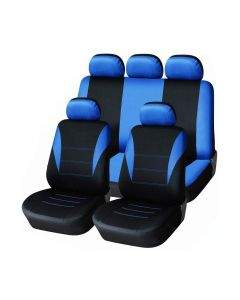 Универсална тапицерия, пълен комплект калъфи за предни и задни цели седалки,текстил в синьо-черно  TAP344