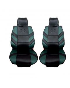 1 + 1 Универсални калъфи, тапицерия за предни седалки, Масажор, високо качествен текстилен материал, Зелено-Черно  TAP109