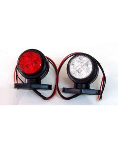 2 броя 8 LED 24V LED - Гумени Диодни Странични Маркери Рогчета Светлини За Камион Ремарке Платформа Бяло Червено  2x MAR044