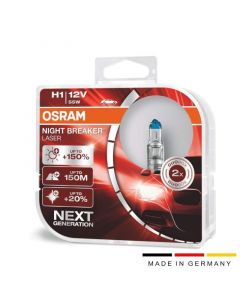 Комплект от 2 броя халогенни крушки Osram H1, Х1, Night Breaker Laser Next Gen +150%, 55W, 12V, P14.5S  64150NL