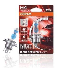 Комплект от 2 броя Халогенна крушка за фар Osram H4 Night Breaker Laser Next Gen +150%,60/55W, 12V, P43T  2x 64193NL-01B