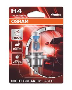 1 брой Халогенна крушка за фар Osram H4 Night Breaker Laser Next Gen +150%,60/55W, 12V, P43T, Блистер  64193NL-01B