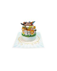 Kiriori Поздравителна картичка Pop-up  "Торта с животни" 10740