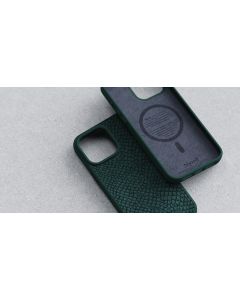 Njord Зелен Njord Magsafe калъф кожа от сьомга за iPhone 15 Pro Max 11627