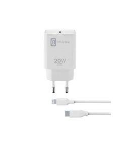 Cellular line Зарядно Power Delivery 220V с кабел USB-C към Lightning, 20W 7856