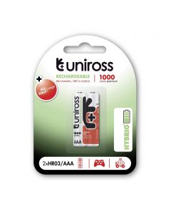 Uniross Акумулаторни батерии NiMH Uniross AAA 1000 блистер 2бр. 8288
