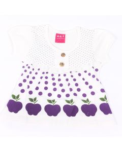 Детска блузка Apple в бяло и лилаво за момиче от 3 до 9 години