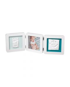Baby Art Бяла рамка за 2 отпечатъка и снимка с цветно паспарту