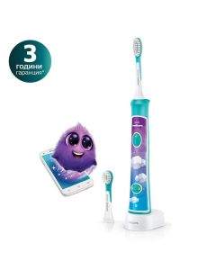 Philips Sonicare Детска четка за зъби ForKids с Bluetooth цвят морско синьо с 2 глави